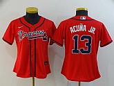 Women Braves 13 Ronald Acuna Jr. Red 2020 Nike Cool Base Jersey,baseball caps,new era cap wholesale,wholesale hats